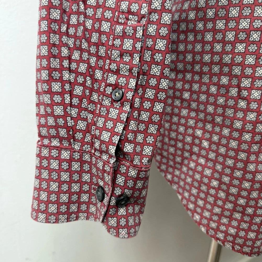 Retro Hippie Floral Geometric Patterned Button Up Shirt